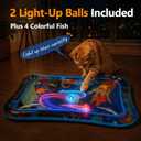 Thickened Cat Sensory Water Play Mat, Interactive Aqua Cats Water Mat with Floating Fish and 2 Balls for Cats & Dogs, Indoor Pet Water Bed Play Mat