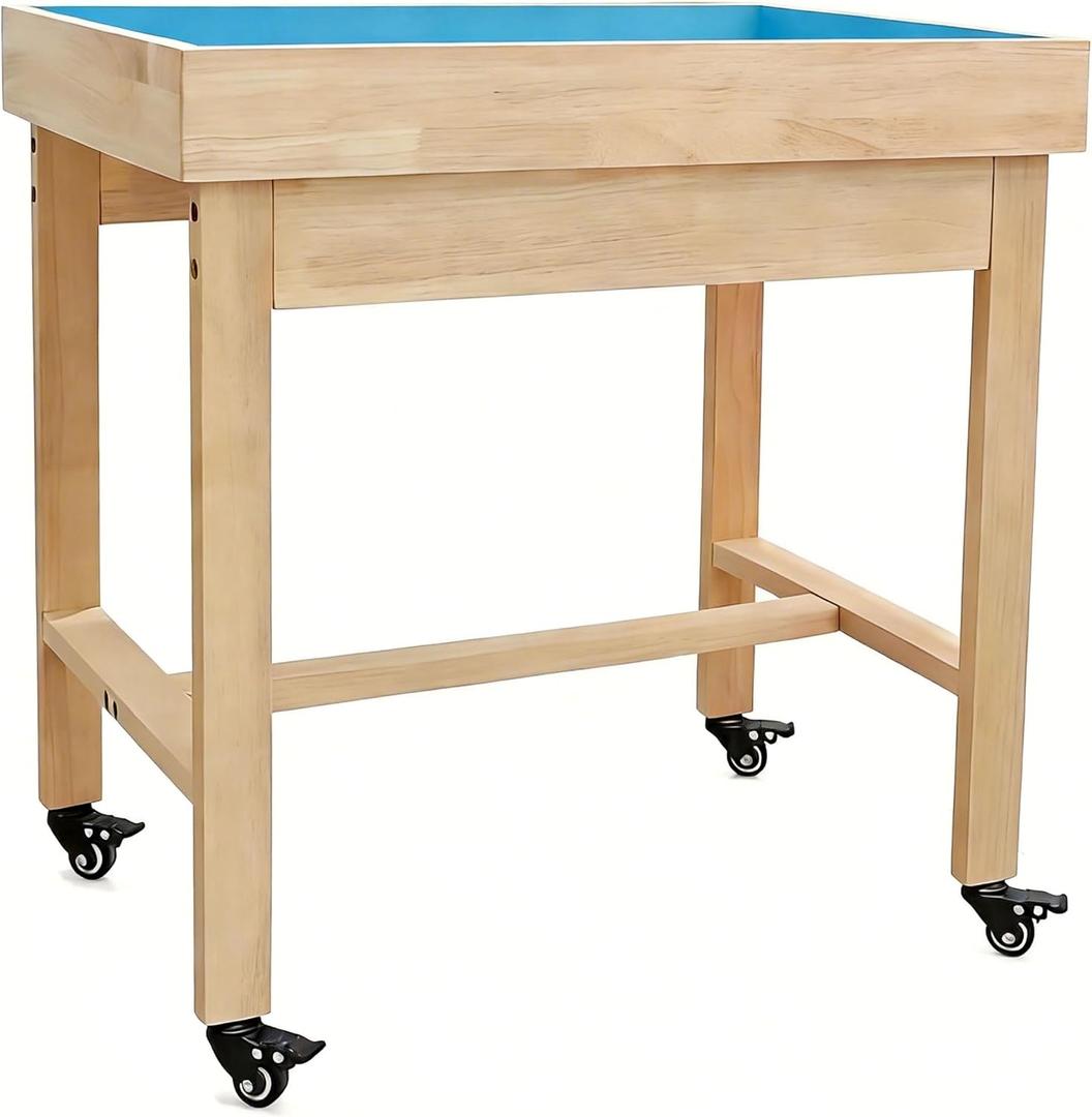 Wooden SandTray Combo Includes a Protective Lid, a Wooden Stand, and Lockable Wheels | Ideal for Therapy Offices, Classrooms, and Home Use
