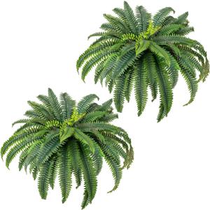 CQURE 45" Fake Ferns Artificial Plants Large,Set of 2 Artificial Boston Ferns Faux Hanging Plants for Outdoors Planter Home Garden Decor,60 Branches