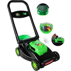 Toddler Lawn Mower with Realistic Grass-Cutting Action and SoundsNo Batteries Required | Kids Lawn MowerFun Outdoor Push Toy for Kids (Black)