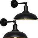 15" Classic Farmhouse Barn Gooseneck Light, Waterproof and Rust-Resistant Barn Light, Large Wall-Mounted Lighting Fixture for Porches, Garages, Patios and Farmhouses 2-Pack, 15 Diameter-2 Pc