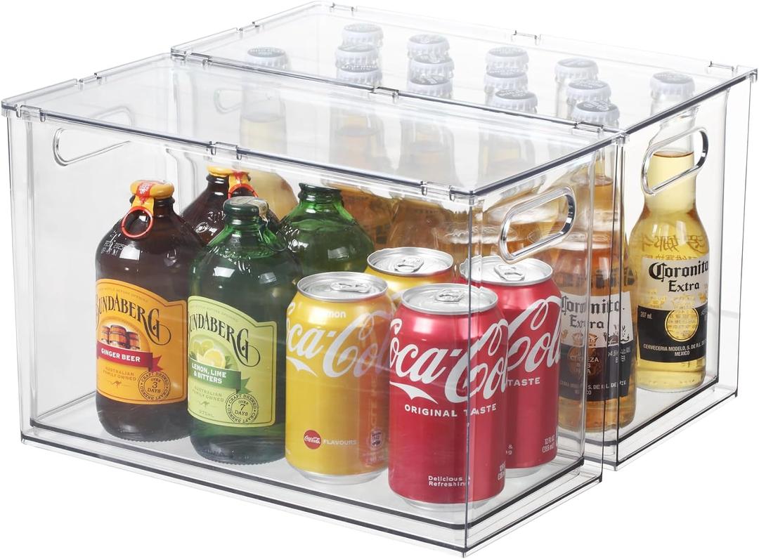 Fridge Organizers and Storage Pull Out Drawer, 2 Tall
Stackable, Clear, Soda Can and Bottle Container, for Kitchen, Cabinet