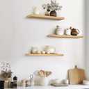 BAYKA Floating Shelves for Wall, 22.5 inches Wall Mounted Rustic Wood Shelves for Bathroom, Bedroom, Living Room, Floating Shelves for Books/Storage/Decor (Light Oak-Toned,Set of 3)