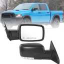 JDMSPEED Right Passenger Side Door Mirror Compatible with Ram 1500 2009-2018 Compatible with Ram 2500 3500 2010-2018 with Heated Power Glass Turn Signal Puddle Light(9 Pins)