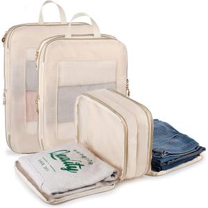 Expandable Double-Sided Compression Packing Cube3 Set Lightweight Double Deck Organizer Bag Carry on Luggage Backpack SuitcasesWomen Travel Accessories for Separate Clean and Dirty Clothes