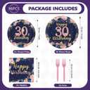 96Pcs 30th Birthday Party Decorations for Womens Navy Blue Rose Gold Floral 30th Birthday Plates and Napkins Sets for Women Girls Back in 1995 Cheers to 30 Years Old Party Supplies Serves 24