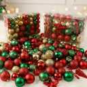 188 Pcs Christmas Balls Ornaments Set Colorful Assorted Size Shatterproof Christmas Balls Snowflake Candy Hanging Ornaments with Red Star Tree Topper for Xmas Party Tree Decoration Supplies