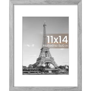 upsimples 11x14 Picture Frame, Display Pictures 8x10 with Mat or 11 x 14 Without, Wall Hanging Photo Frames, Gray, 1 Pack