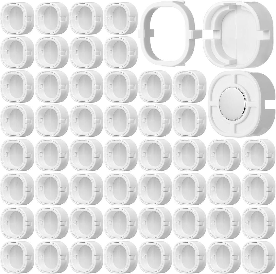 Hillban 60 sets Magnetic Light Clips for Govee H706 Outdoor Lights Mounting Clip with Iron Sheet Light Clips Magnetic Compatible with Govee Pro Permanent Outdoor Lights Extension (White)