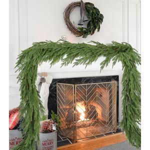 6 Ft Norfolk Pine Christmas Garland, Realistic Cedar Leaves Cypress Garland for Holiday Mantel Fireplace Table Centerpiece Decoration (Light Green, 6FT)
