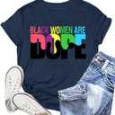 African Proud Shirts for Women Black History T-Shirt African-American Tee Tops (Large, Blue)