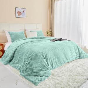 Bildenly Velvet Comforter Set Queen Size, Ultra-Soft Winter Quilt Sets, Luxury Bedspread Coverlet Quilted Bedding Set with 2 Pillow Shams for All Season, 90"x90" Teal Blue