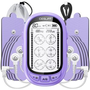 Dual Channel TENS EMS Unit TENS & PMS Unit (Model: YF1503) (Purple)