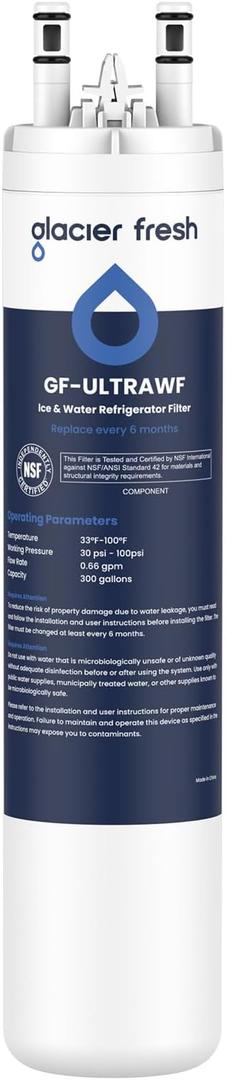 GLACIER FRESH Replacement for Frigidaire ULTRAWF,Pure Source Ultra, Kenmore 9999, 469999, 46-9999, A0094E28261 Refrigerator Water Filter,Pack of 1