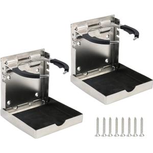 Amarine Made 2-Pack of Stainless Steel Folding Drink Holder Cup Holder Marine Boat Caravan car (M:4")