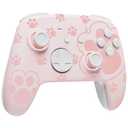 FUNLAB Cute Switch Pro Controller Wireless Compatible with Nintendo Switch 2/OLED/Lite, Grily Hall Effect Controller, Firefly Bluetooth Remote Gamepad Pink with 7 LED Colors/Paddle/Turbo- Cat Paw Pattern