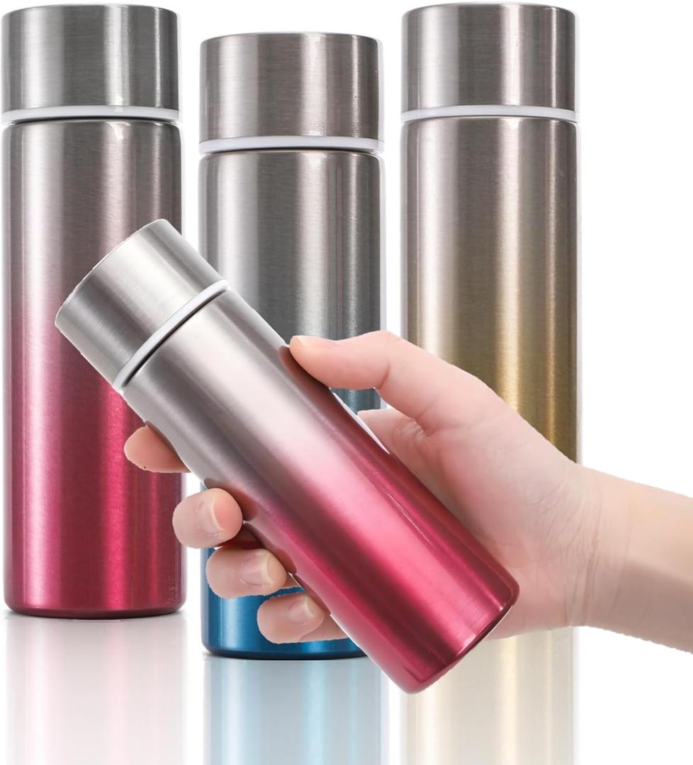 3 Pack Mini Stainless Steel Water Bottle, 4.4 Oz Small Stainless Steel Metal Bottle, Portable Purse Water Bottles Pocket Slim Flask for Travel, Sports, Camping