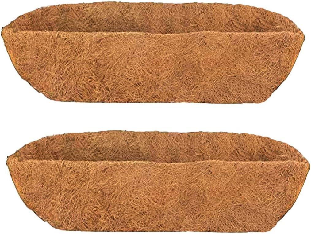 2pcs Trough Coco Liner 24 inch Wall Planter Replaceable Coco Liner for Window Box, Fence Flower Baskets (24 in -2pcs)