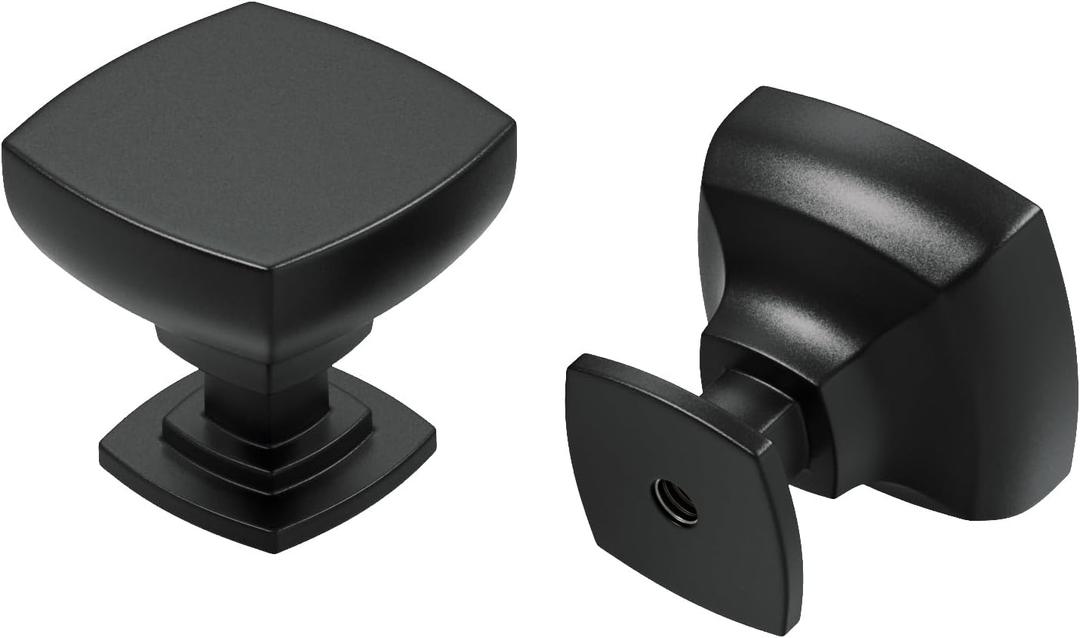 2 x Peaha 25 Pack Matte Black Cabinet Knobs,Square Drawer Knobs,Solid Zinc Alloy Modern Hardware Pulls for Kitchen Dresser Bathroom