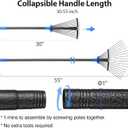 Adjustable Metal Leaf Rake Long Handle, Garden Rakes for Lawns Heavy Duty Leaves with Expandable Head 8-17", Yard Women Kids Rake for Gardening RV Camping