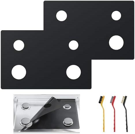 Stove Top Protector for Whirlpool Gas Range - 2 Pcs 4 Burners Reusable Splatter & Spill Guard Liner Only Compatible with Models WFG320M0BS & WFG320M0BB & WFG320M0BW & WFG320M0MW & WFG320M0MS