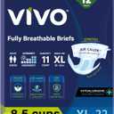 VIVO Organic Cotton Overnight Sensitive Skin Adult Incontinence Diaper Briefs with Tabs, X-Large 22 Count