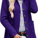 GRACE KARIN Women Casual Cardigan Knit Button Down Jacket Long Sleeve Sweater Blazer with Pockets (L, Purple) 