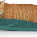 Outdoor Heated Cat Bed, Soft Pet Heating Pad with Steel-Wrapped Cord, Outside Pet Warmer for Feral Cats and Dogs, 27.5" x 15.7", 50 Watts (Green)