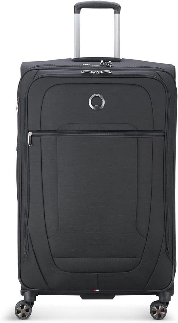 DELSEY PARIS Helium DLX Softside Expandable Luggage with Spinner Wheels, Black, Checked-Large 29 Inch