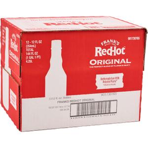 Frank's RedHot Original Cayenne Pepper Hot Sauce, 12 fl oz (Pack of 12) Best By: Jul 17 25