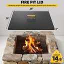Firepit Lid Square - Rust Resistant 28" x 28" Fire Pit Lid Cover with Wooden Handle & Gloves, Fire Pit Snuffer Lid for Courtyards, Patio, Winter Cold Protection. Fits Fire Pits Up to 26"