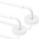 2 Pack Magnetic Curtain Rods for Metal Door, Adjustable 18 to 30 Inch Curtain Rod, 3/8" Diameter Magnet Rods for French Doors Window Cafe(White, 2Pack)