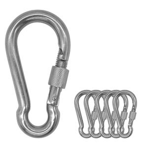 304 Stainless Steel Carabiners -3.15 inch Heavy Duty, Durable & Rust-Free Clips for Gym, Swing, Dog Leashes, Hammocks, Keychains, and More(304,M8 with Screw,Pack of 6)