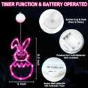 [Timer] Easter Bunny Eggs Window Lights 3 Pack, Blue Pink Yellow Easter Lights Battery Operated with Suction Cup Hook, Hanging Cute Easter Window Decorations for Indoor Home Farmhouse Decor
