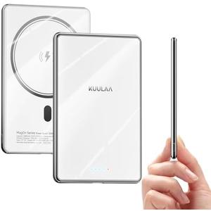 Kuulaa Magsafe Battery Pack 0.27'' 5000mAh Ultra Slim Magnetic Portable Charger Power Bank Support USB C PD 20W Fast Charging, Compatible with iPhone 16 Pro Max/15/14/13/12 Mini, White