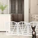 Wooden Dog Gate Freestanding Pet Gate Foldable Pet Gate for Dogs, Indoor Dog Fences with 3Foot Support ershite, 3Pane 23.6" Height-White.