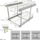 EZKAZA Pull Out Cabinet Organizer 17.5" W x 21" D, 2-Tier Kitchen Cabinet Pullout Shelf and Drawer Organizer Slide Out Pantry Storage Basket, 16.2" W x 21" D x 2.4" H for Bottom Basket Size