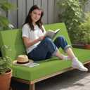 idee-home Outdoor Bench Cushion Waterproof, Bench Cushions for Outdoor Furniture, Patio Porch Swing Replacement Seat Pad with Ties for Garden Backyard, 48 x 18 Inch Green