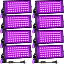 50W LED Black Light IP66 Waterproof 8 Pack, Outdoor Blacklight Flood Light with Switch+6FT Cord, Blacklight Spotlight for Neon Glow in The Dark Party Body Paint Fluorescent Poster Classroom Halloween