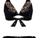 Bikini Set for Women Two Piece Halter String Triangle Bathing Swimsuit Low Rise Death's Head Moth Gothic Bikini Sets (XL)