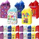 Hushee 30 Pcs Birthday Gift Bags with Handles and Tissue Papers Happy Birthday Paper Party Favors Bags Birthday Goodie Candy Bag Birthday Gift Wrapping Bags for Birthday Party Supplies(Happy Birthday)
