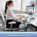 Seat Cushion for Office Chair Memory Foam Coccyx Pain Relief Cushion Pillow for Back Support Non-Slip Seat Pad for Office Desk (Black)