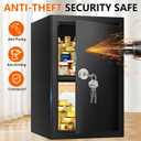 3.0 Cubic Feet Fireproof Safe Box with Key Lock, Hidden Steel Security Box with Removable Shelf for Cash, Documents and Passports, Personal Safes for Home/Office, 12.2"D x 13.78"W x 19.68"H