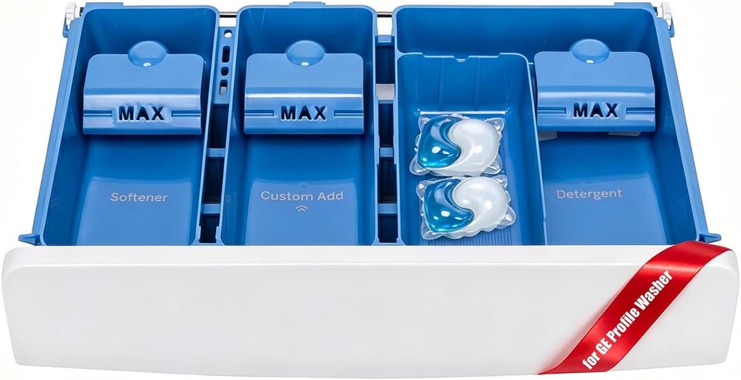 WH42X34717 Washer Dispenser Drawer Assembly for GE Top-load Washer | Detergent Tray Replaces WH42X34191 AP7193725 4978927 PS16743413 EAP16743413 PD00080380 AGE26132