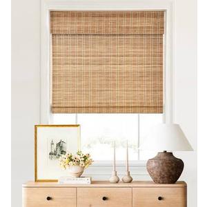 Custom Bamboo Roman Shades, 18-59" W x 27-72" H, Brown206