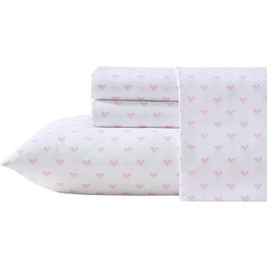 Laura Ashley Kids - Twin XL Sheet Set, Soft & Wrinkle-Resistant Toddler Bedding Set, Deep Pockets, Girl Bed Sheets with Matching Fitted Sheet & Pillowcase (Lovely Bows Pink)