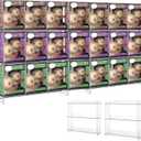 2 PCS Wall Display Shelves Compatible with 21 Funko Pop in Box, Clear Acrylic Floating Rack Expansion Design, Wall Mounted Collectibles Display Stand for Action Figures, Easy to Intall