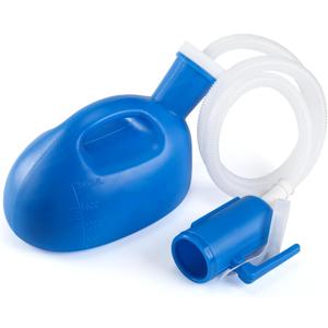 ONEDONE Urinals for Men - Portable Urinal for Men Spill Proof Nighttime Men's Urinal Bottle Male Pee Bottle Urine Bottle 68 OZ for Hospital Home Camping Car Travel 45" Long Hose with Lid (Blue)