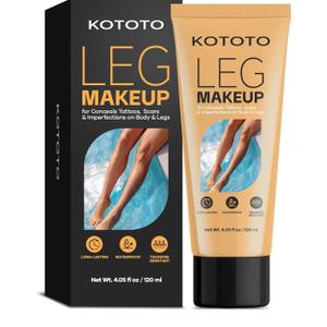 Kototo Tattoo Cover Up Makeup Waterproof (4.05 Fl Oz, Medium Brown), Long Lasting Leg & Body Foundation, Leg Makeup Waterproof No Transfer, Body Coverage Perfector for Scar & Skin Imperfections
