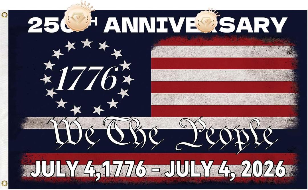 3x5Ft USA 250th Anniversary Patriotic Design,1776-2026 Birthday Banner Flag Patriotic Signs Hanging Decor With 2 Brass Grommets Outdoor Yard Decor (ll1)